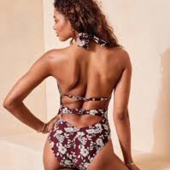 Adore Me Brinlee Floral Brown One Piece Swimsuit - Picture 2 of 3